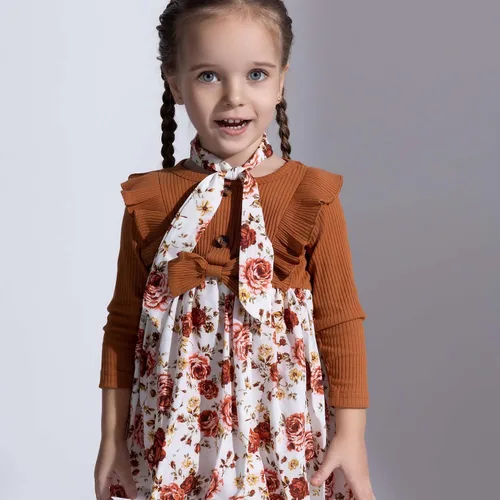 Vista 3 de PATPAT Baby Girl Dress Infant Girls Long Sleeve Baby Casual Dress Fall Winter Dress