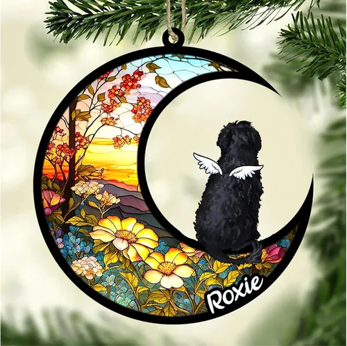 Vista 25 de LOVELYPOD Adorno de Navidad personalizado para perro Basset Hound (marrón) Basset Hound (marrón) adorno para atrapasoles de perro, razas de perros