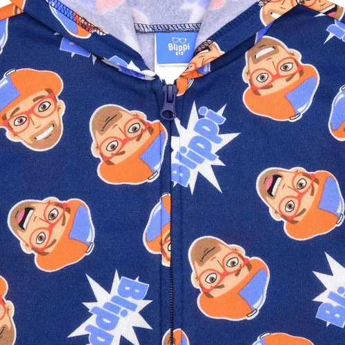 Vista 5 de Blippi Sudadera con capucha y cremallera para niños pequeños y pequeños color azulnaranja