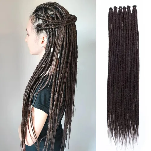 Vista 33 de Leeven Extensiones de Rastas Sintéticas de Doble Punta de 24 Pulgadas 30 Hebras Rastas Boho 613 Rubio 3 Estilos Mixtas Onduladas Rizadas DE Rastas