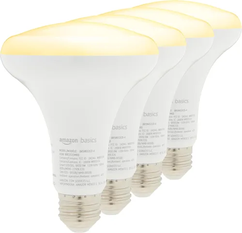 Vista 9 de Bombilla LED inteligente BR30, Amazon Basics, blanco suave regulable (2700K), 9W (equivalente a 60W), 800 lm, funciona solo con Alexa, Wi-Fi de 2,4