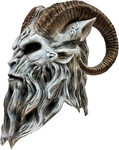 Vista 3 de Máscara de látex de demonio y pan de cabra, accesorio realista para disfraz de LARP y Halloween