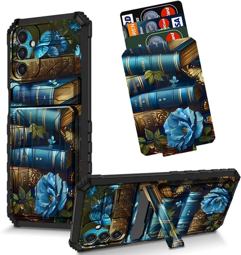 Vista 22 de Funda para Galaxy S21 FE 5G 2022 con soporte, funda de doble capa de policarbonato duro de TPU suave, estampado de vaca, estampado animal