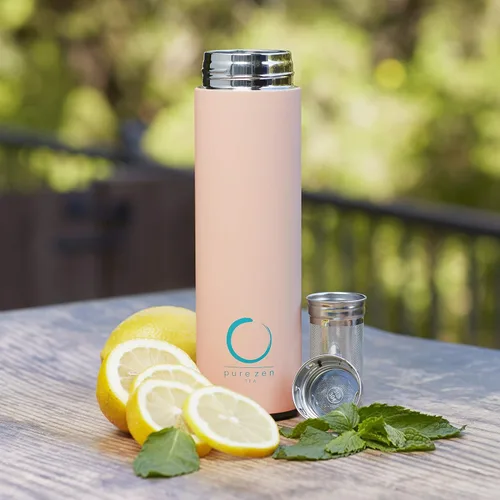 Vista 7 de Pure Zen Tea 3 Termos con infusor - Azul, Negro y Rosa - 15 oz