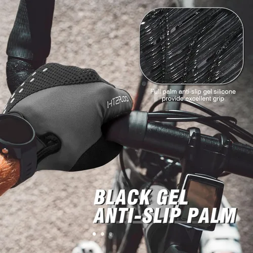 Vista 5 de Guantes de ciclismo para hombres y mujeres con almohadilla antideslizante que absorbe los golpes, peso ligero, ajuste agradable, guantes