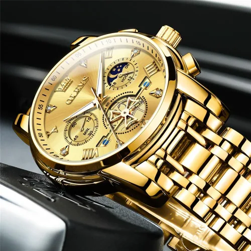 Vista 8 de OLEVS Relojes para hombre de plata, reloj de cronógrafo de acero inoxidable para hombre, reloj analógico de cuarzo de cara grande para hombre