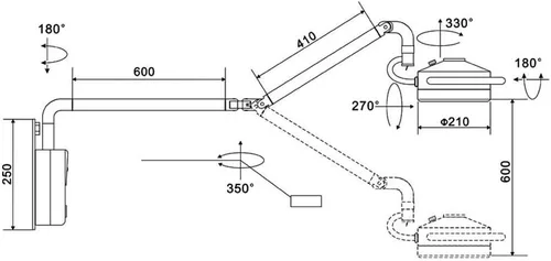 Vista 2 de NSKI LED 36W colgante de pared Examen médico quirúrgico lámpara sin sombras Luz fría Cirugía ENT dental Tatuaje veterinario PET