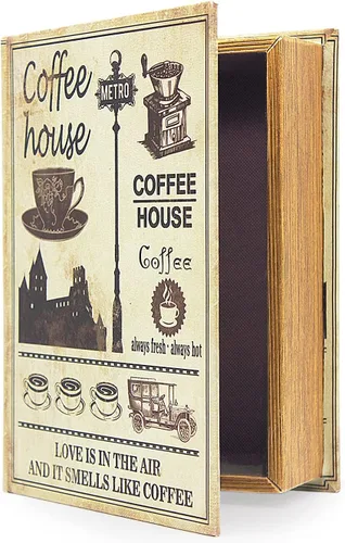Vista 20 de PACOLO Cajas de libros decorativas, cubierta de madera sintética para almacenamiento oculto de joyas, dinero y efectivo (Avión)