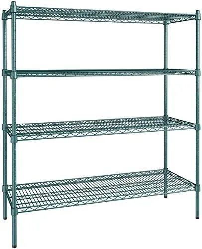 Vista 37 de Kit de 4 estantes de epoxi verde NSF de 21 x 72 pulgadas con postes de 86 pulgadas, estantería de almacenamiento resistente, kit de estantería