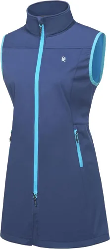 Vista 13 de Little Donkey Andy Chaleco Softshell Ligero para Mujer, Chaqueta sin Mangas Resistente al Viento para Correr, Senderismo y Viajes Negro