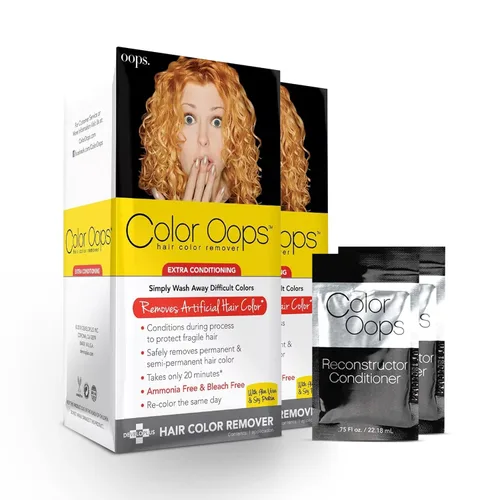 Vista 10 de Color Oops decolorante de cabello con extra acondicionador. Se procesa en 20 minutos, elimina de forma segura el tinte permanente