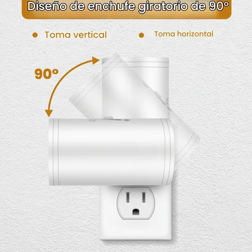 Vista 6 de Luz nocturna LED de pared enchufable con regulación de 0 a 300 lúmenes, blanco cálido de 2700 K, sensor de luz de encendido/apagado automático