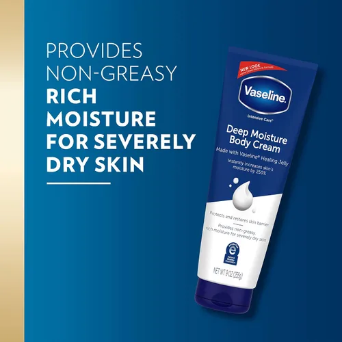 Vista 4 de Vaseline Crema corporal de cuidado intensivo de humedad profunda, paquete de 4 con gelatina de petróleo curativa y vitamina E rica y suave para piel