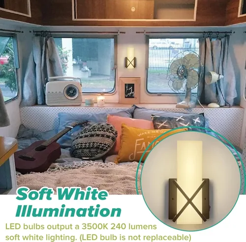 Vista 5 de Dream lighting Lámpara de pared interior de casa rodante de 12 voltios, lámpara LED de lectura lateral de noche, lámpara de pared con interruptor