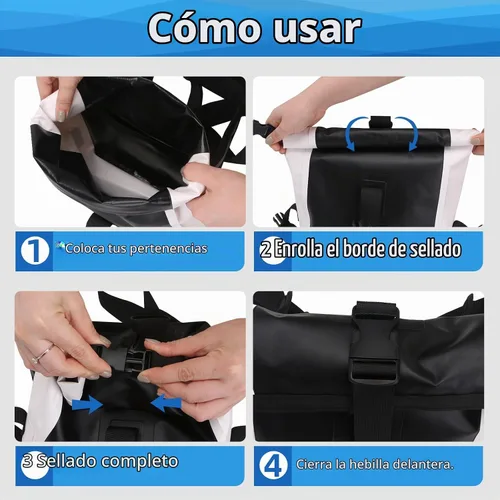 Vista 7 de Riñonera impermeable, bolsa seca flotante con correa ajustable para la cintura de gran capacidad, bolsa de cintura impermeable para kayak, barco