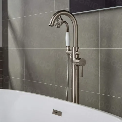 Vista 7 de WOODBRIDGE F0001-BNVT - Grifo de llenado de bañera independiente de una sola manija contemporánea con ducha de mano en acabado de níquel cepillado