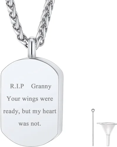Vista 210 de FindChic Collares personalizados con urna para cenizas, barra vertical, gato, luna, reloj de arena, garra de perro, acero inoxidable, chapado en oro