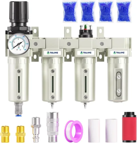 Vista 12 de TAILONZ PNEUMATIC 0-240PSI Sistema de secado de aire industrial de tres etapas grado NPT de 1/2 pulgada, filtro de partículas, filtro coalescente