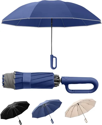 Vista 9 de Paraguas inteligente, reforzado a prueba de viento, duradero, protector solar, protección UV UPF50+, con anillo reflectante de ángel, negocios