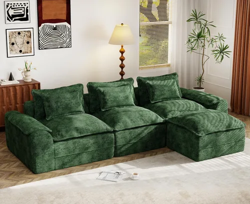 Vista 21 de Hobestluk Cloud - Sofá individual de espuma viscoelástica con asiento profundo, sofá en forma de L con funda extraíble, sofá grande para sala