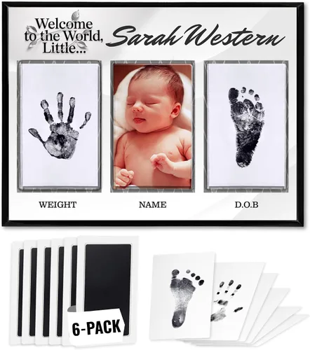 Vista 12 de Kit de manos y huellas sin tinta, placa de recuerdo de bebé y regalos de baby shower, ideal como regalo de mamá, marcos de fotos para guardería, kit