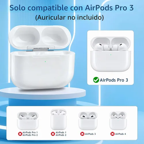 Vista 2 de Funda de carga inalámbrica para AirPods Pro 3, estuche cargador de repuesto con puerto de carga USB C