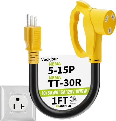 Vista 8 de Cable adaptador Vockjour de 50 amperios a 30 amperios RV de 12 pulgadas 14-50P a TT-30R