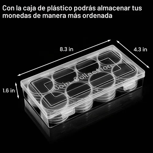 Vista 6 de FRIMOONY Cápsulas de monedas de 1.811 in, con junta de espuma y caja de almacenamiento de plástico, para colección de monedas, 2 paquetes