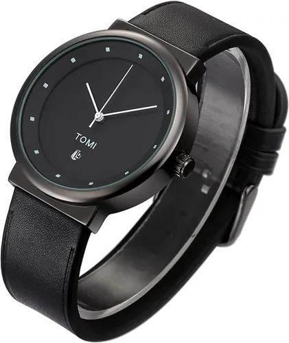 Vista 2 de TOMI Reloj de pulsera de cuarzo para hombre de moda para negocios, regalos para hombres, estudiantes, mujeres, él, marido, novio