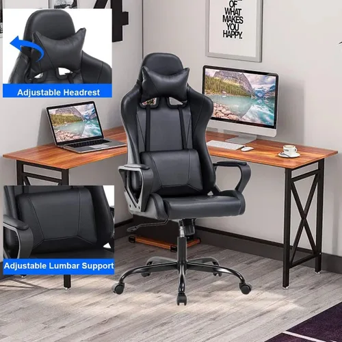 Vista 7 de Silla de juegos, silla de oficina, silla de computadora, silla de carreras ergonómica para videojuegos para niños, adolescentes y adultos, silla