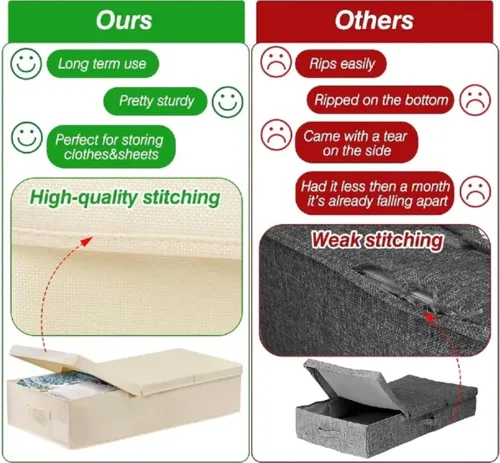 Vista 5 de Caja grande de conservación para vestidos de novia, paquete de 2 recipientes de almacenamiento debajo de la cama con tapas y asas, se adapta a
