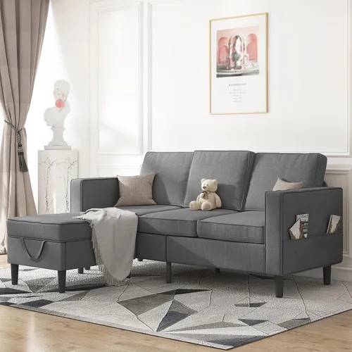Vista 13 de Mjkone Juego de sofás de 3 piezas de 78 pulgadas de ancho para sala de estar, juegos de muebles seccionales en forma de L de 3 plazas, sofá y sofá