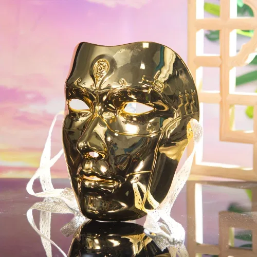 Vista 3 de Cyberpunk Poker Robot Mask for Teens & Adults (Ages 14+), White Mechanical Doll Mask with Playing Card Patterns Dorado
