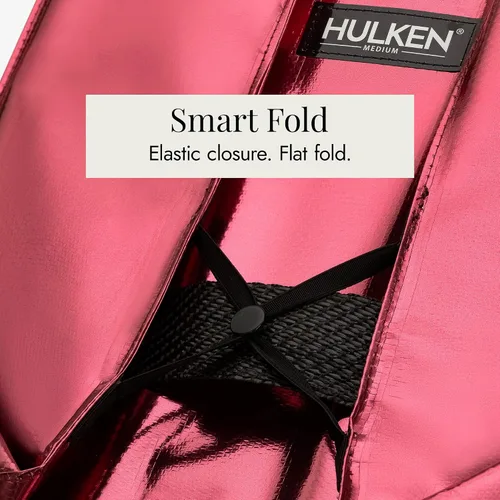 Vista 2 de HULKEN (Pequeño, Rojo Cósmico) Bolsa de comestibles reutilizable sobre ruedas, carrito de compras, bolsa con ruedas, cierre de cremallera, ligera