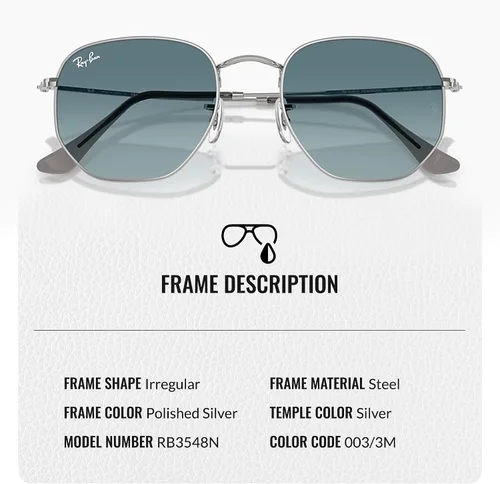 Vista 28 de Ray-Ban RB3548N Lentes planas hexagonales, gafas de sol cuadradas y redondas con kit oficial de gafas