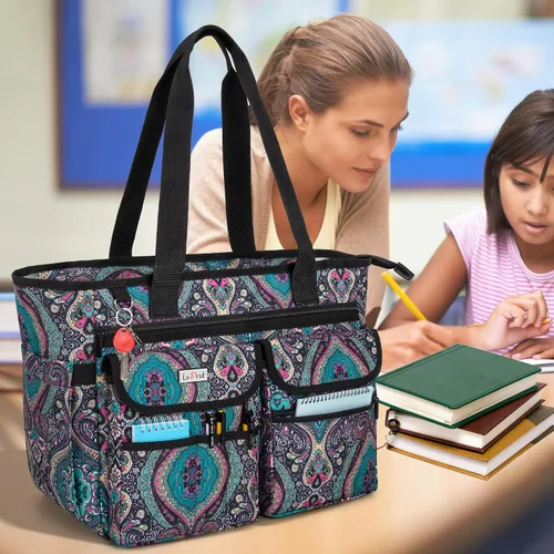 Vista 11 de LoDrid Bolsa para profesores con almohadilla inferior, capa de almacenamiento separada para laptop (hasta 15.6 pulgadas), bolsas para profesores