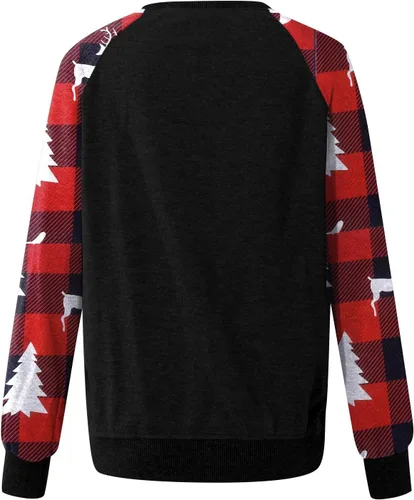 Vista 4 de Lmzaren Suéter casual de invierno para mujer, estampado navideño, cuello redondo, ajustado, sudaderas de moda, suéteres cómodos