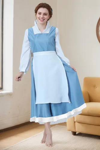 Vista 2 de Vestido de sirvienta con delantal para mujer, disfraz de cosplay de Halloween