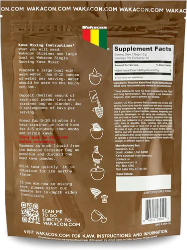 Vista 2 de Wakacon Vanuatu Waka Kava Powder - Kava noble prémium de Vanuatu (16 onzas)