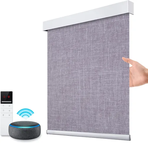 Vista 31 de ZSTARR Persianas opacas motorizadas con control remoto inteligente, persianas enrollables recargables inalámbricas para ventanas, oficina, hogar