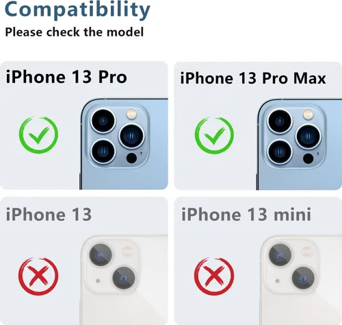 Vista 2 de Korecase Paquete de 2 unidades compatibles con iPhone 13 Pro/iPhone 13 Pro Max de 6.7 pulgadas, protector de lente de cámara de metal de vidrio
