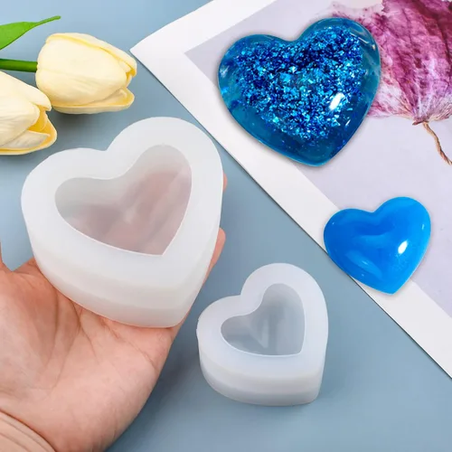 Vista 4 de WANDIC Moldes de silicona – 2 moldes de jabón 3D en forma de corazón para manualidades de jabón hechas a mano y resina