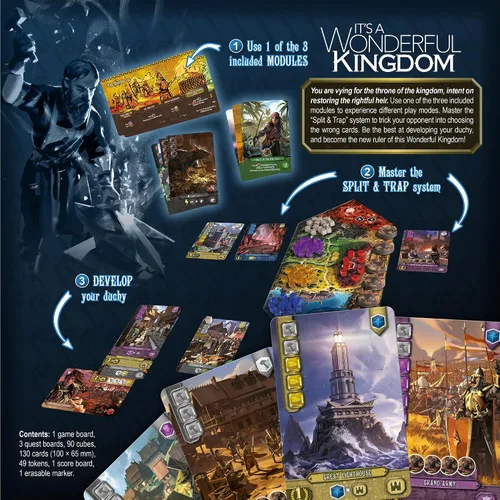 Vista 3 de It's A Wonderful Kingdom - Juego estratégico de construcción del reino y gestión de recursos, juego de fantasía, mayores de 14 años, 1-2 jugadores