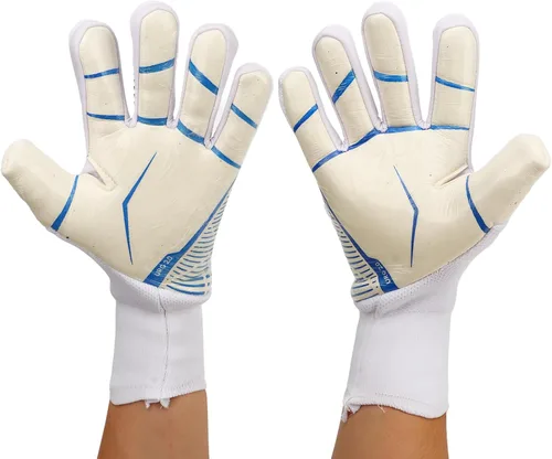 Vista 8 de Guantes de portero de fútbol con fuerte agarre en la palma, protección adicional para los dedos, material de látex antideslizante y nailon, diseño