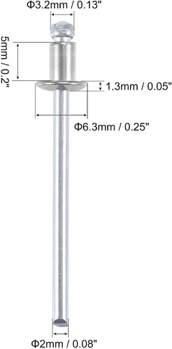 Vista 2 de uxcell Remaches ciegos 304 Acero Inoxidable 0.126 in Diámetro 0.197 in Longitud de Agarre Plata 100pcs