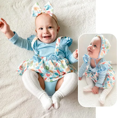 Vista 142 de Unutiylo Ropa de bebé recién nacida prematura con tirantes, traje de otoño e invierno, traje de manga larga con volantes