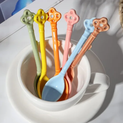 Vista 7 de Juego de 6 cucharas demitasse de cerámica para café, postre, té, helado