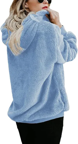 Vista 42 de Century Star Sudadera deportiva mullida de vellón con capucha para mujer de talla extragrande con bolsillos