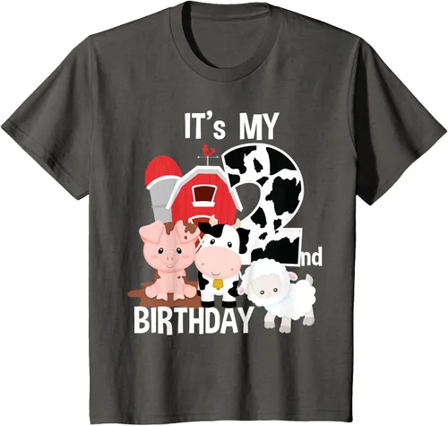 Vista 76 de Camiseta para fiesta de 2 años con texto en inglés "It's My 2nd Birthday", Negro