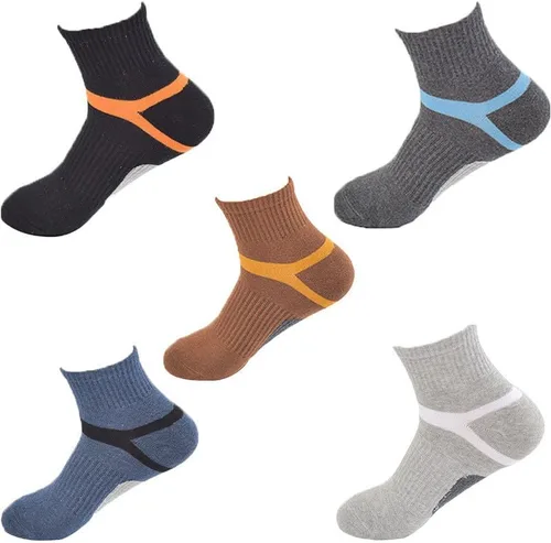 Vista 3 de 5 pares de calcetines de algodón para hombre, calcetines deportivos para correr, transpirables, informales, suaves, para fitness, tubo medio
